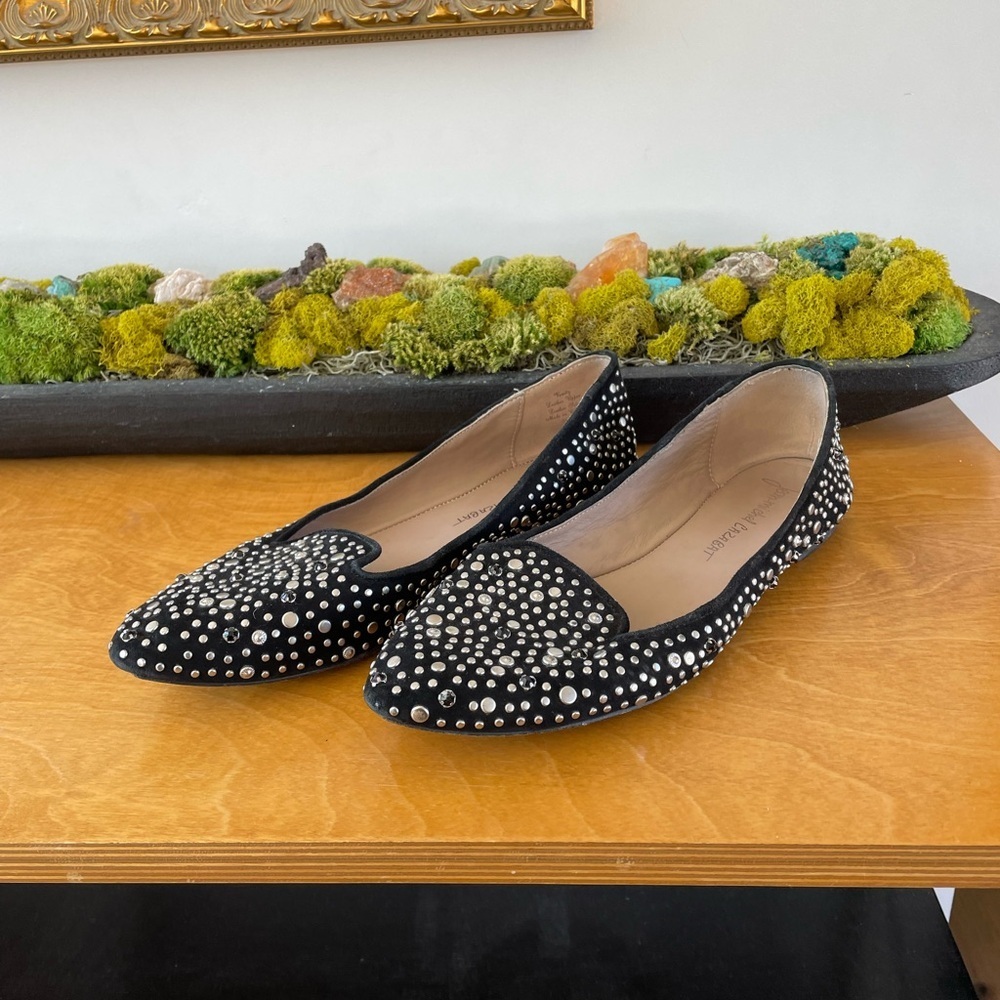 Jean Michel Cazabat Crystal Studded Suede Flats Black EU 40 Designer